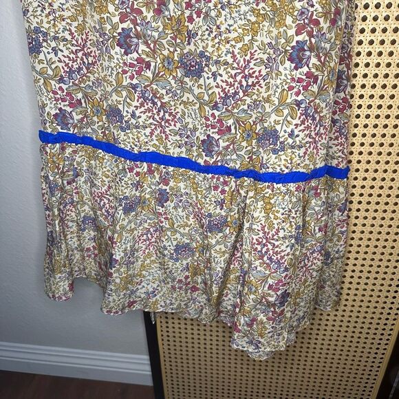 NWT Kristinit Blue Floral Silk Maxi Dress Heart Cutout XS No‎ Belt - Picture 4 of 7